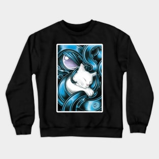 Cthulhu And White Cat Friend - White Outlined Version Crewneck Sweatshirt